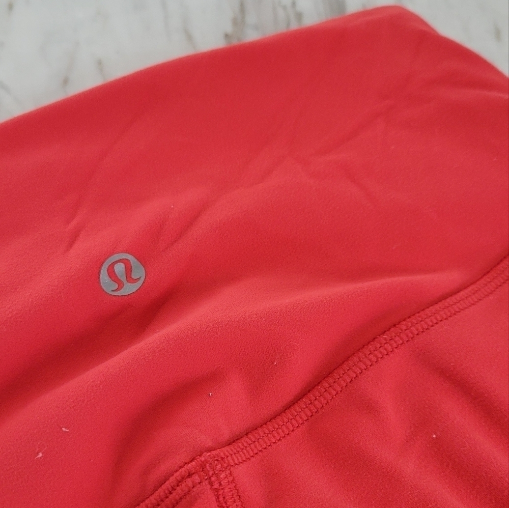 LULULEMON Coral Red Orange Yoga Crop Leggings Size 6 - Picture 6 of 8